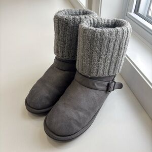 Apres Gray Knit Cuff Ankle Boots